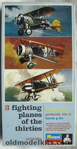 Monogram 1/72 3 Fighting Planes of the Thirties F4B-4 / F11C-2 /P-6E - Blue Box Issue - (F4B4 F11C2), PA216-200 plastic model kit